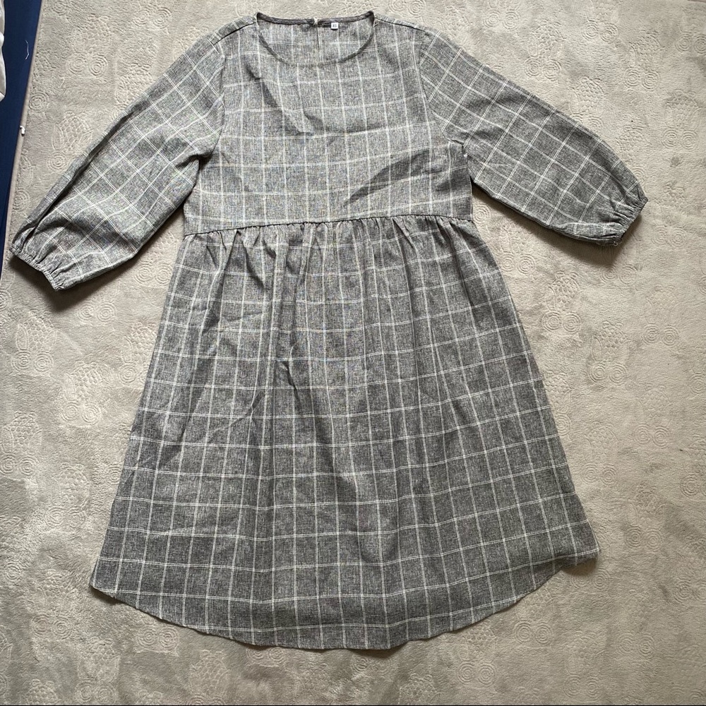 Modest Midi Plaid Dress XS